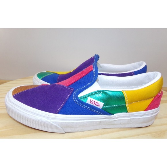 Vans Pride Classic Slip On Sneakers Shoes Unisex Size M 4.5 W 6 Patchwork - Picture 1 of 9